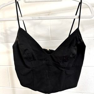 black spaghetti strap cropped corset tank top from Babaton/Aritzia
